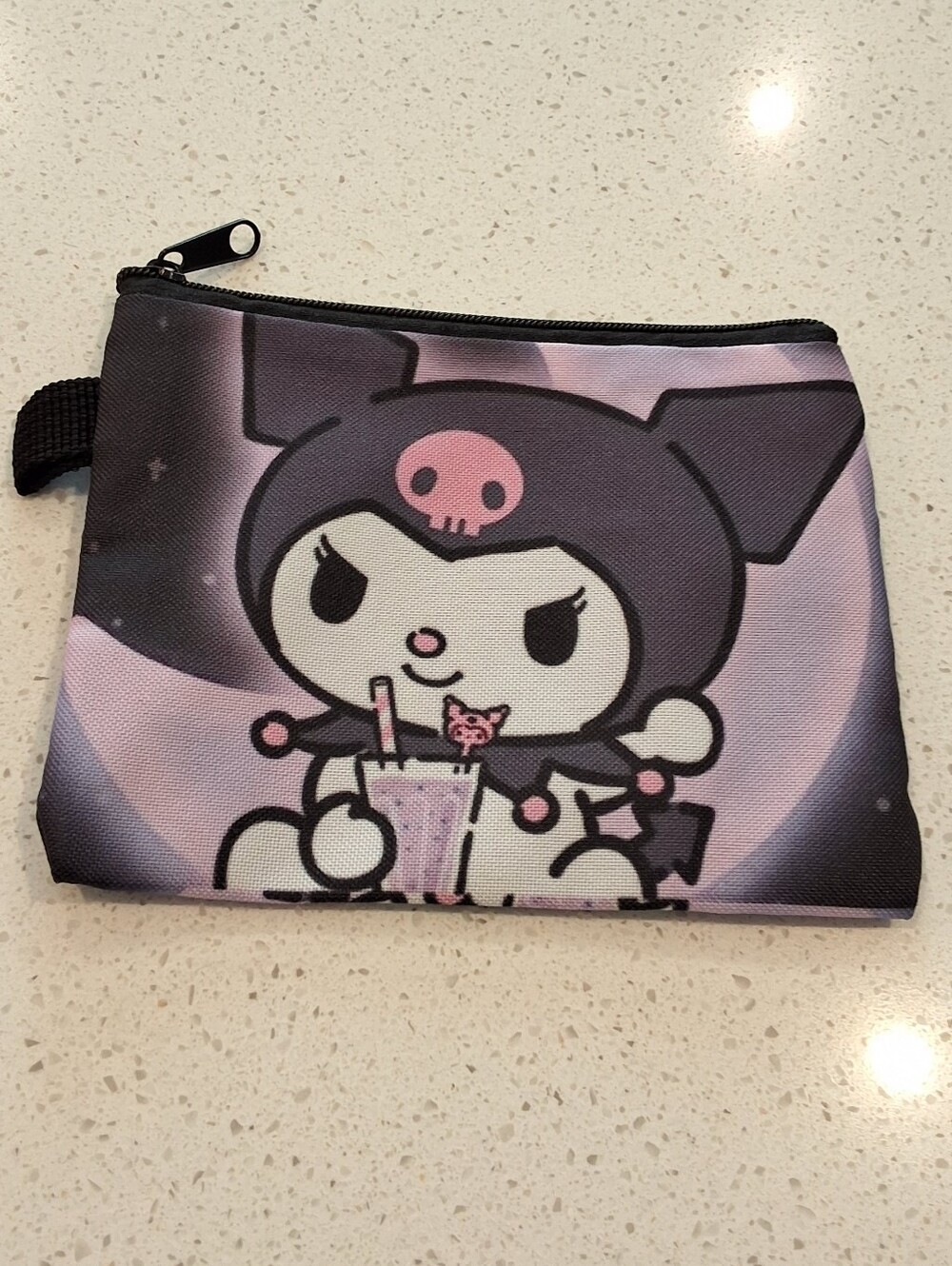 Kuromi Coin Purse Small Zipper Pouch With Side Loop, New